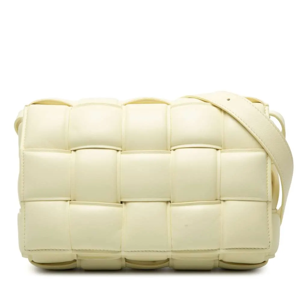 Bottega Veneta Nappa Intrecciato Padded Cassette Crossbody Yellow Leather Very good - Front View