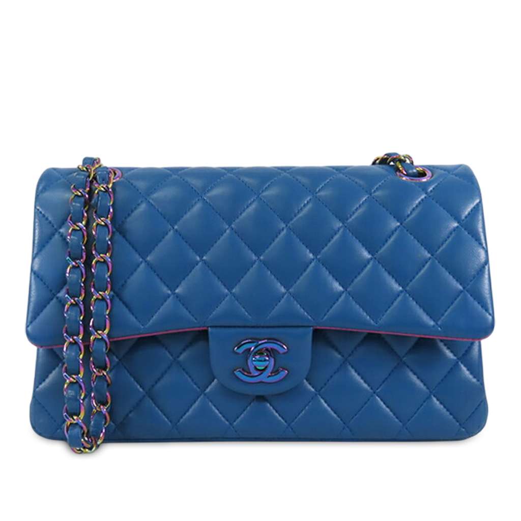 Chanel Medium Classic Lambskin Rainbow Hardware Double Flap