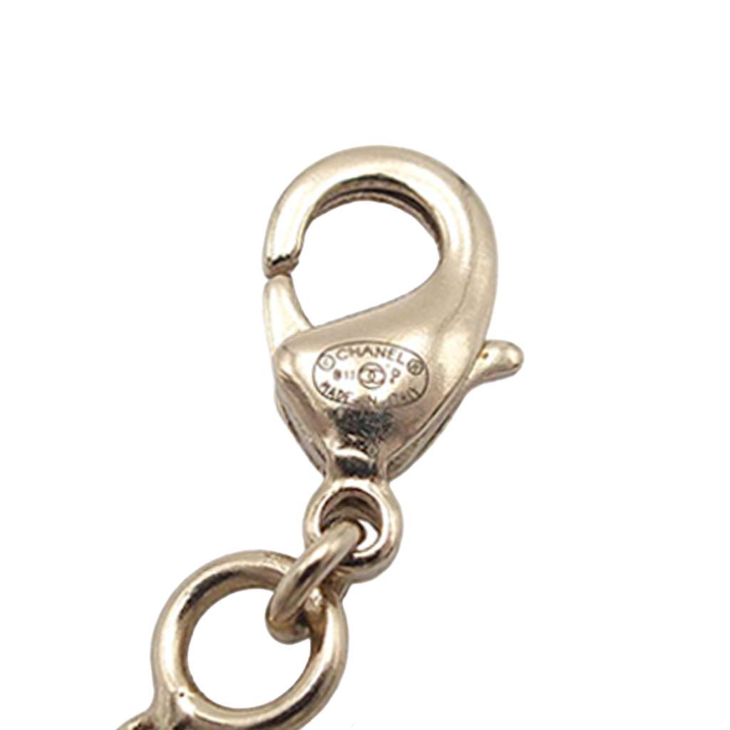 Chanel Gold Plated CC Rhinestone Faux Pearl Pendant Necklace - 5