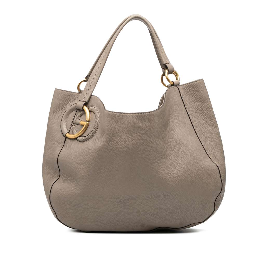Gucci Medium Pebbled Calfskin Twill Tote