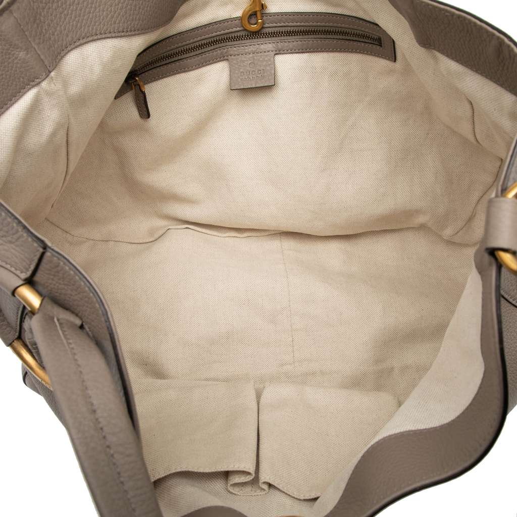 Gucci Medium Pebbled Calfskin Twill Tote - 4