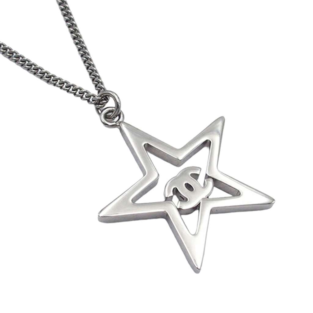 Chanel CC Silver Plated Star Crystal Pendant Necklace - 3