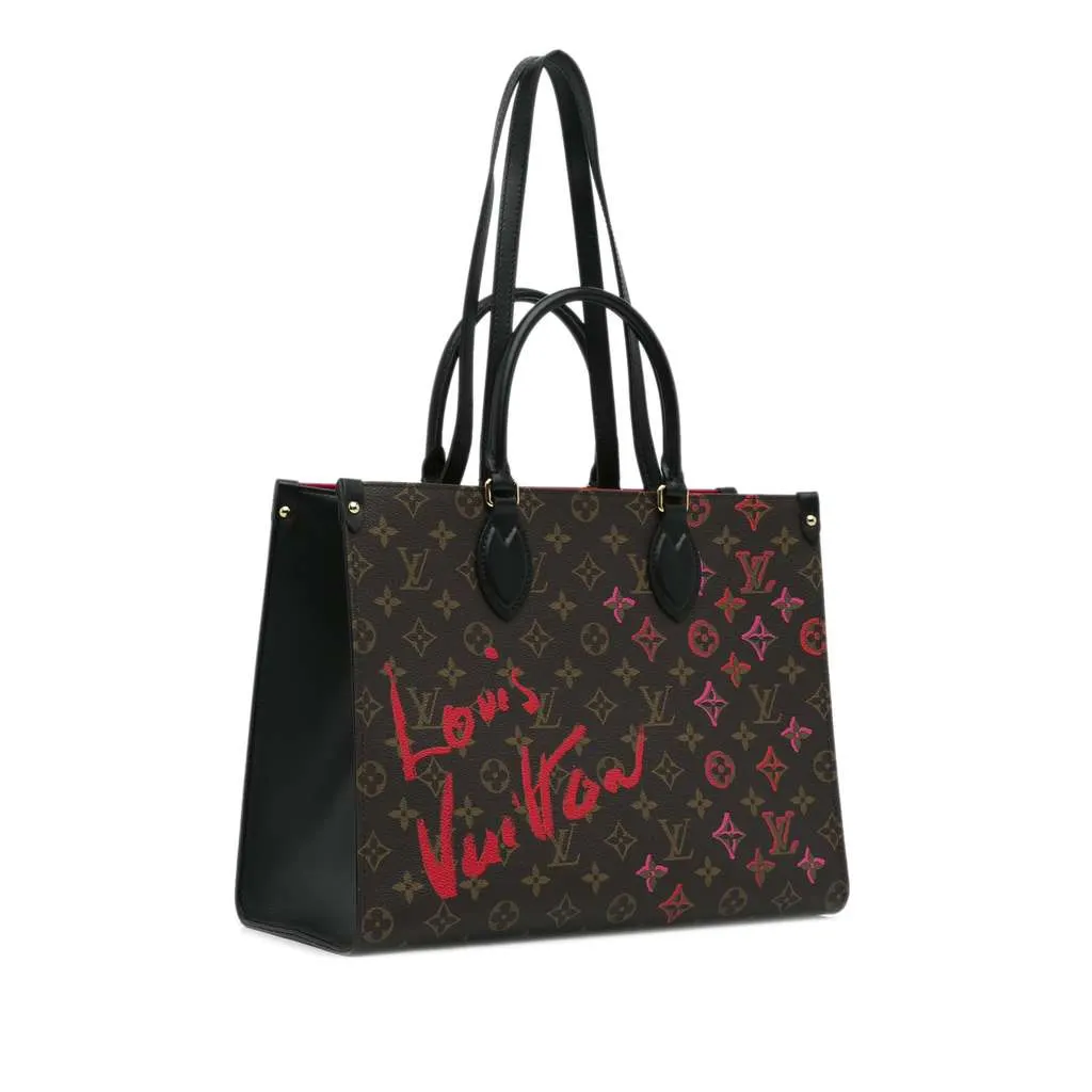 Louis Vuitton Limited Edition Monogram Fall In Love OntheGo Tote MM Brown Canvas Very good - Back View