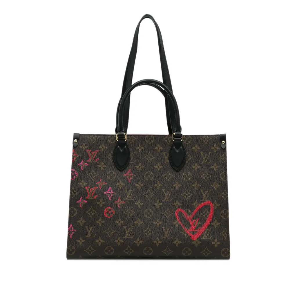 Louis Vuitton Limited Edition Monogram Fall In Love OntheGo Tote MM Brown Canvas Very good - Inside View