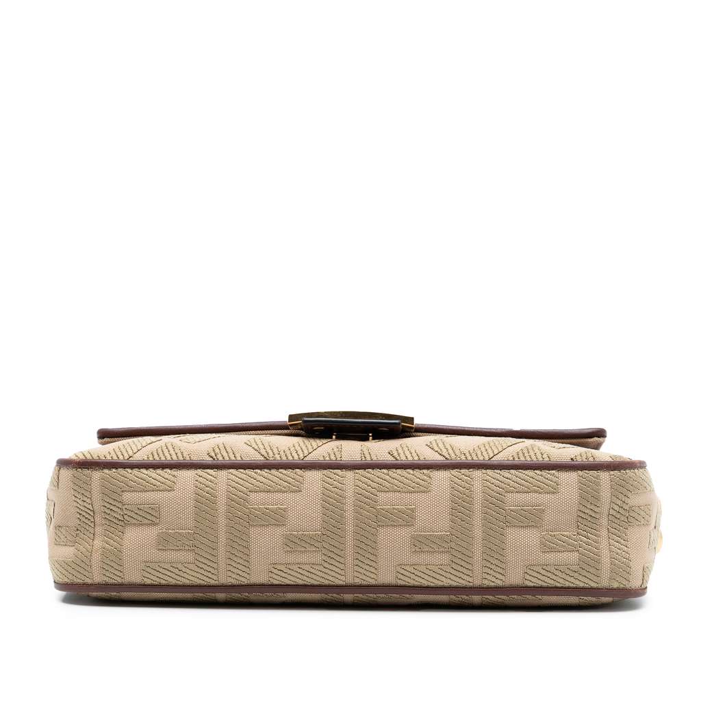 Fendi Zucca Embroidered Canvas Baguette Satchel - 3