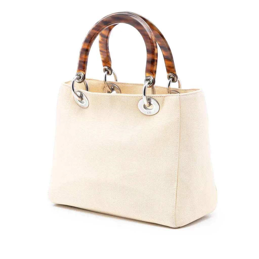 Dior Medium Canvas Lady Dior White Canvas Good - Back View