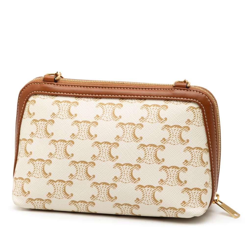 Celine Triomphe Coated Canvas Clutch On Chain - 2