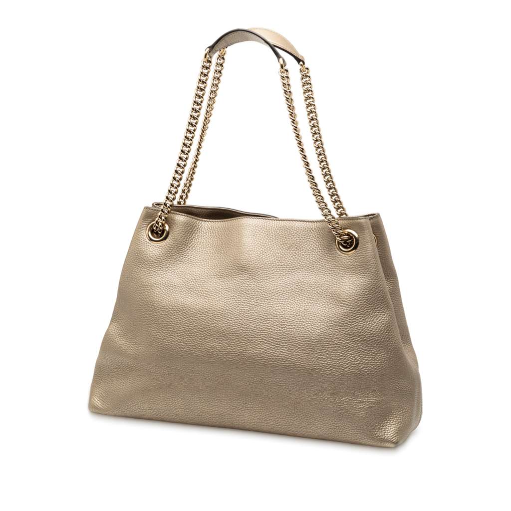 Gucci Medium Metallic Leather Soho Chain Tote - 2