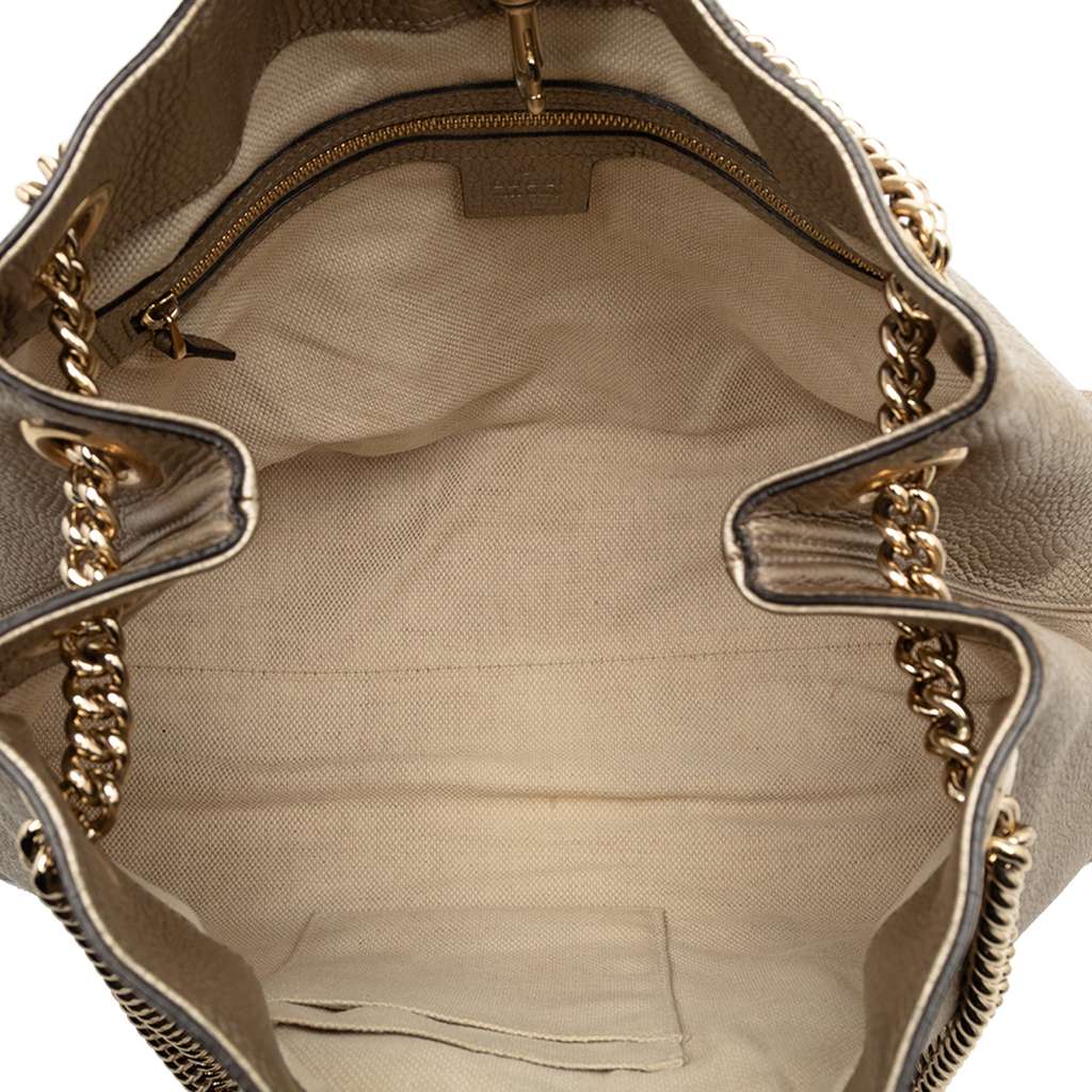 Gucci Medium Metallic Leather Soho Chain Tote - 4
