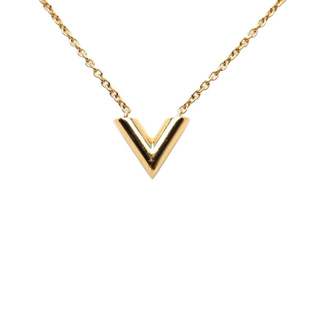 Louis Vuitton Gold Plated Essential V Necklace