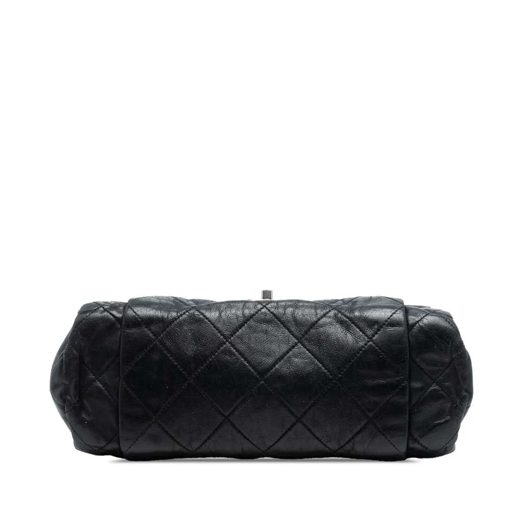 Chanel Large Aged Calfskin Chic Quilt Flap Black Leather Good - Inside View