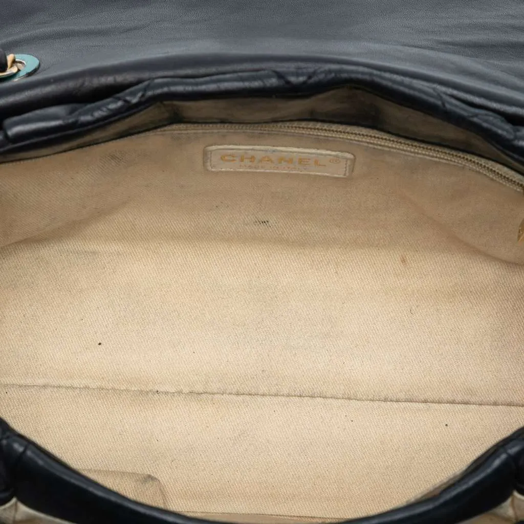 Chanel Large Aged Calfskin Chic Quilt Flap Black Leather Good - Model View