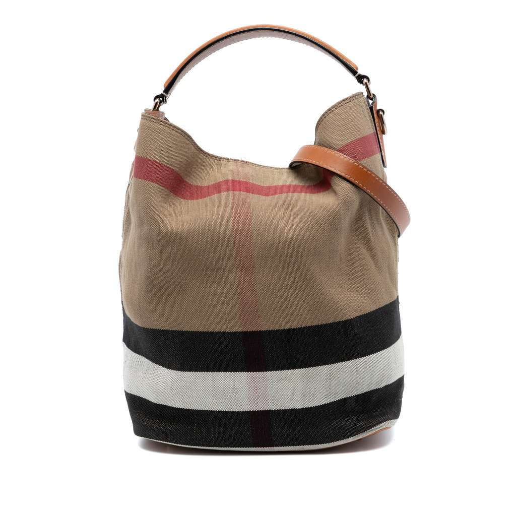 Burberry Medium Mega Check Canvas Ashby Bucket Bag