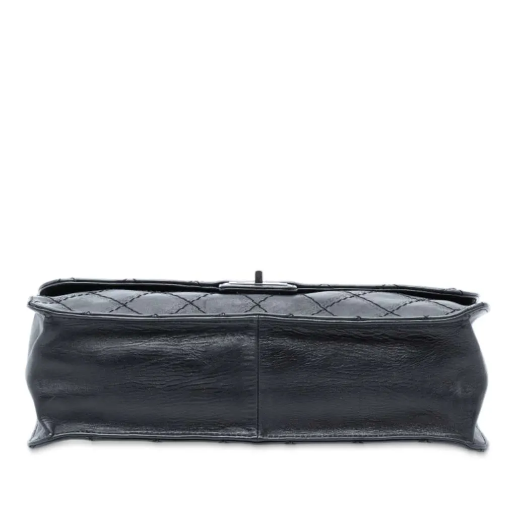 Chanel Embossed CC Quilted Aged Calfskin Reissue 2.55 Single Flap 227 Black Leather Good - Inside View