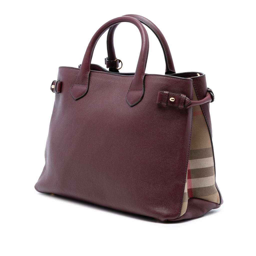 Burberry Medium Leather and House Check Banner Satchel - 2