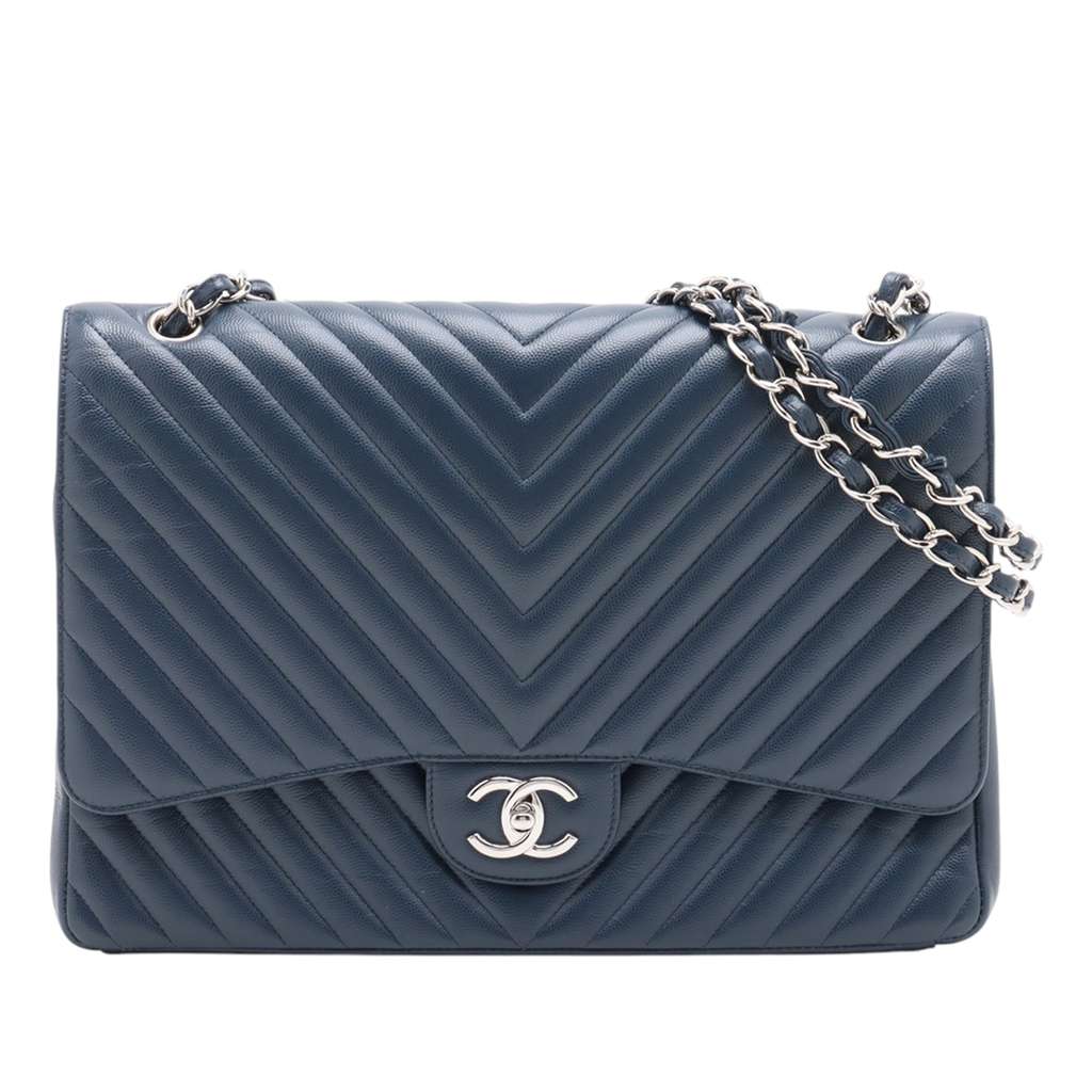 Chanel Maxi Classic Chevron Caviar Double Flap