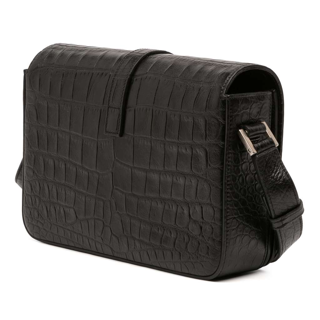 Saint Laurent Medium Croc Embossed Leather Monogram Universite Crossbody - 2