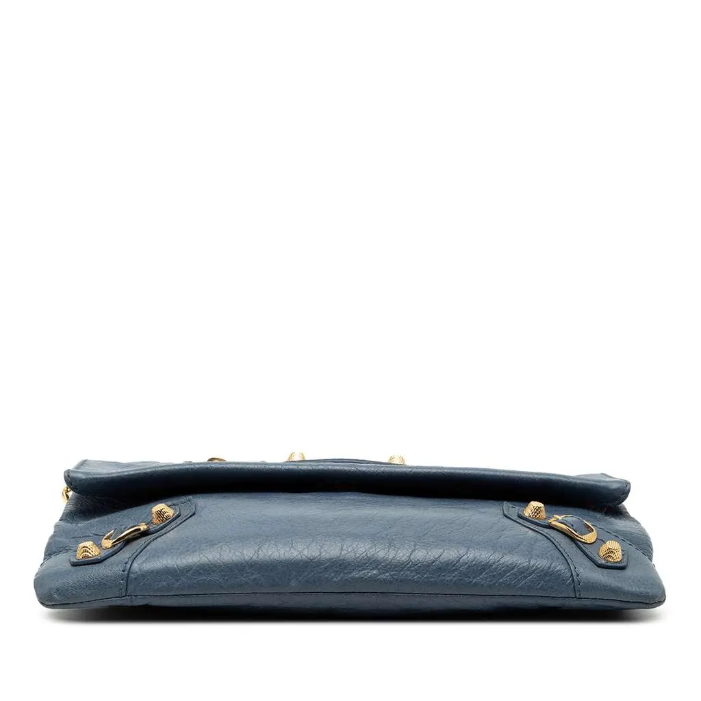 Balenciaga Lambskin Motocross Giant 12 Envelope Clutch With Strap Blue Leather Good - Inside View
