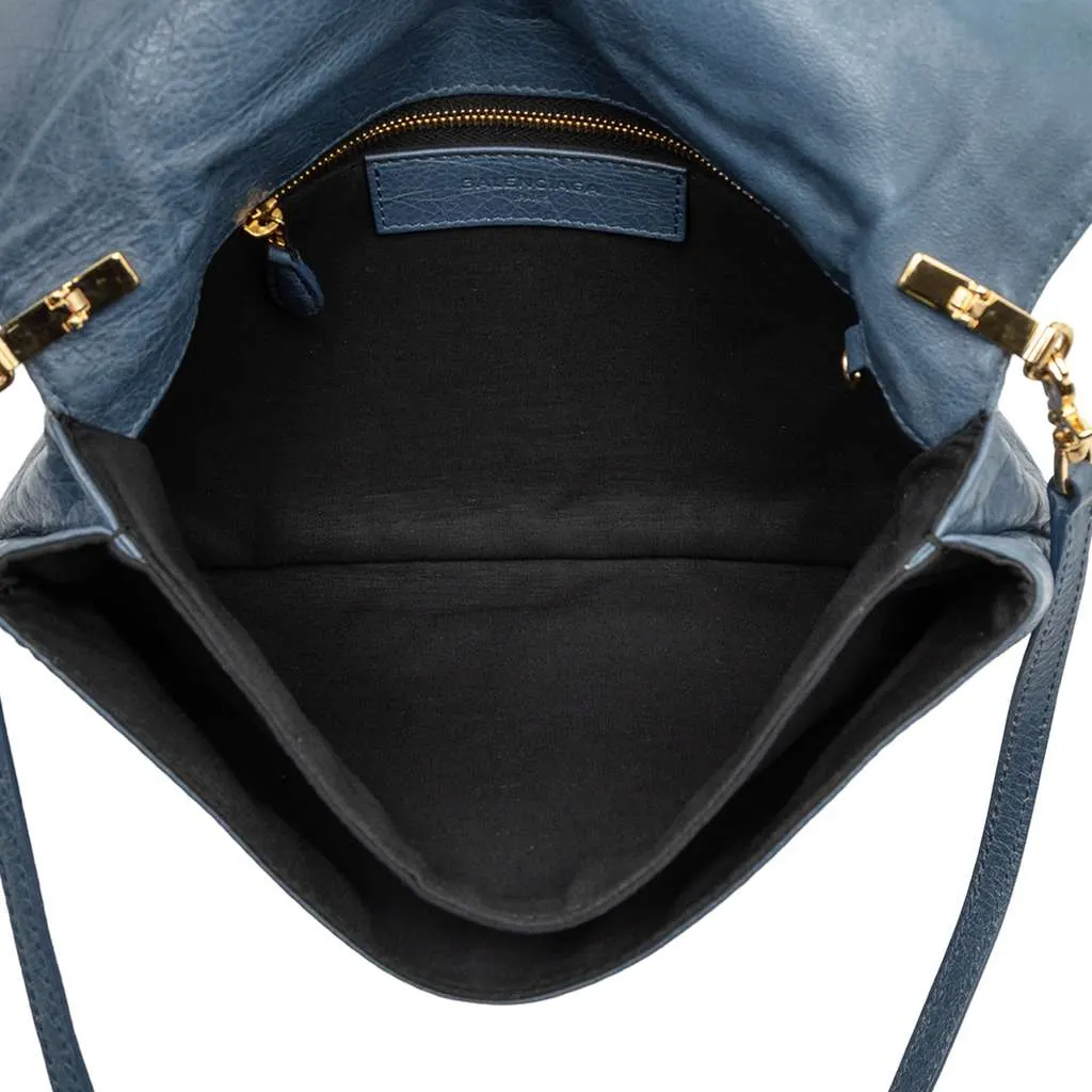 Balenciaga Lambskin Motocross Giant 12 Envelope Clutch With Strap Blue Leather Good - Model View
