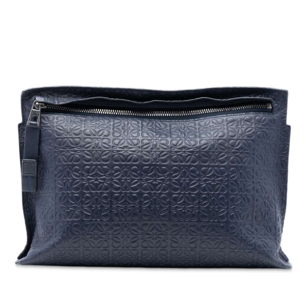 Loewe Embossed Leather Anagram Repeat T Clutch