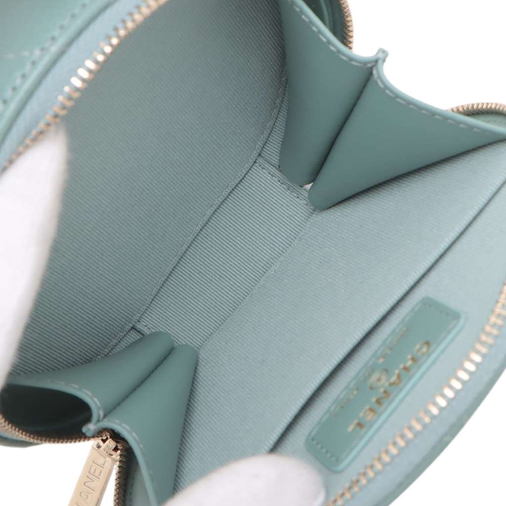 Chanel Quilted Caviar Handle With Care Round Vanity Case with Chain - 4