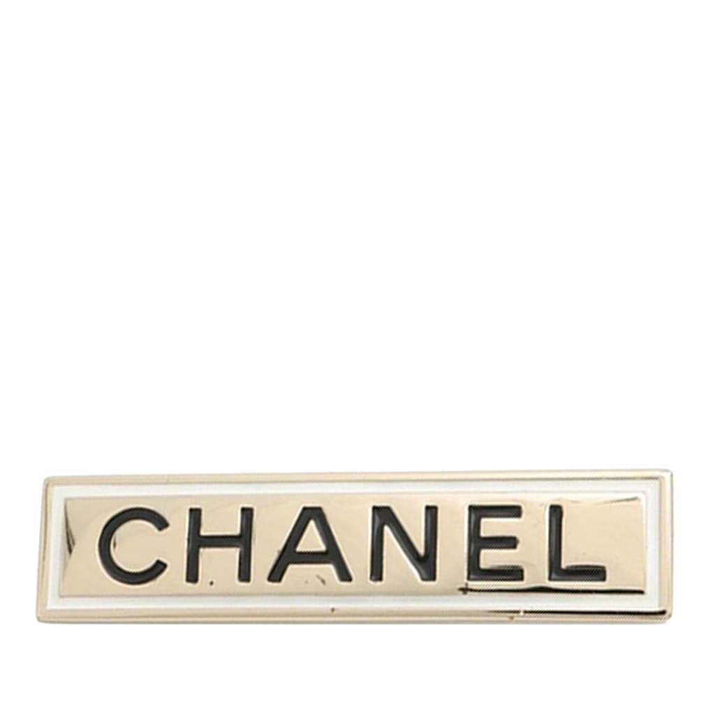Chanel Gold Plated Logo Plate Brooch