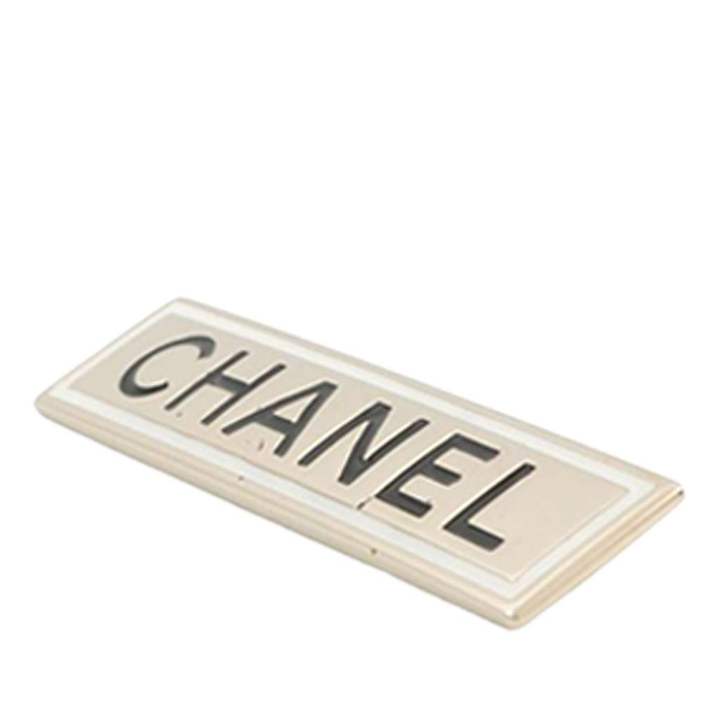 Chanel Gold Plated Logo Plate Brooch - 2