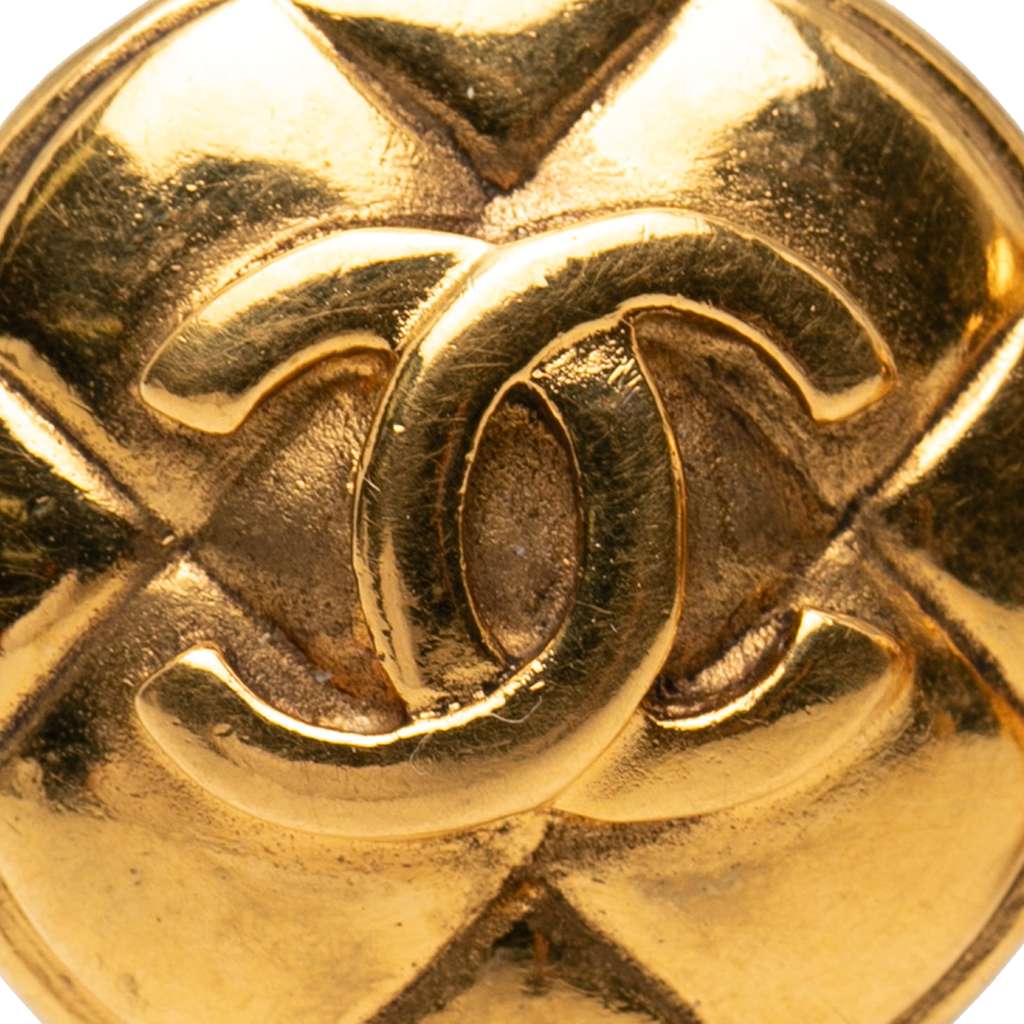 Chanel CC Quilted Gold Plated Round Clip on Earrings - 4