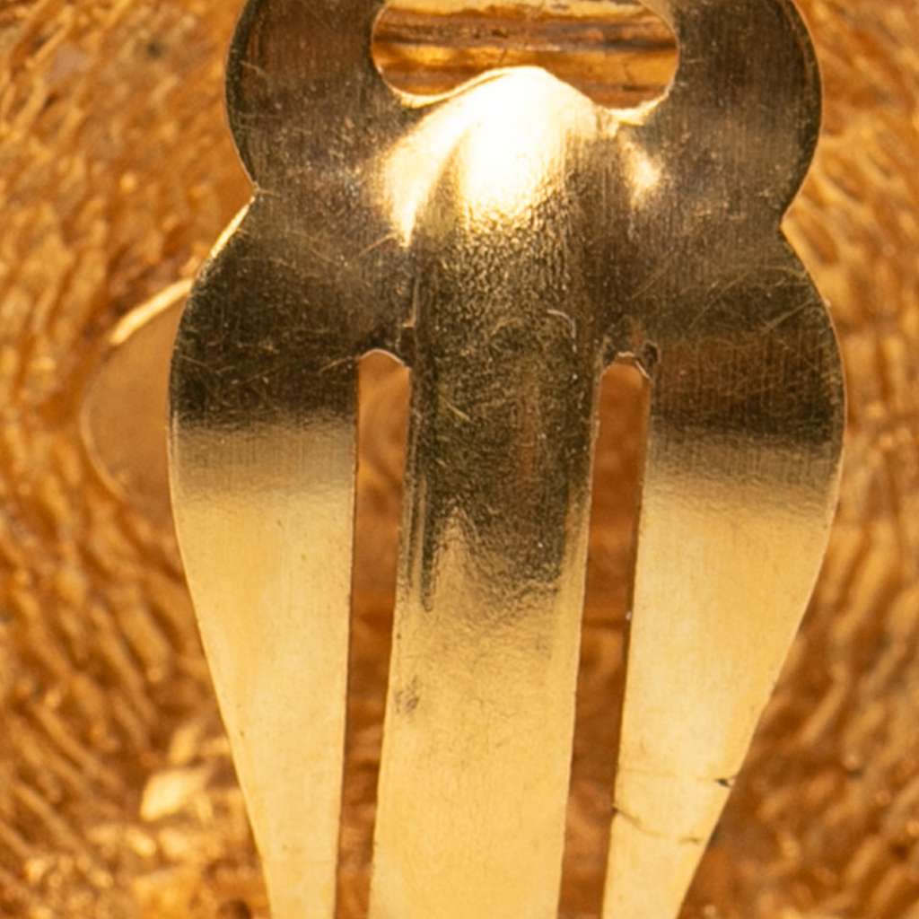 Chanel CC Quilted Gold Plated Round Clip on Earrings - 5