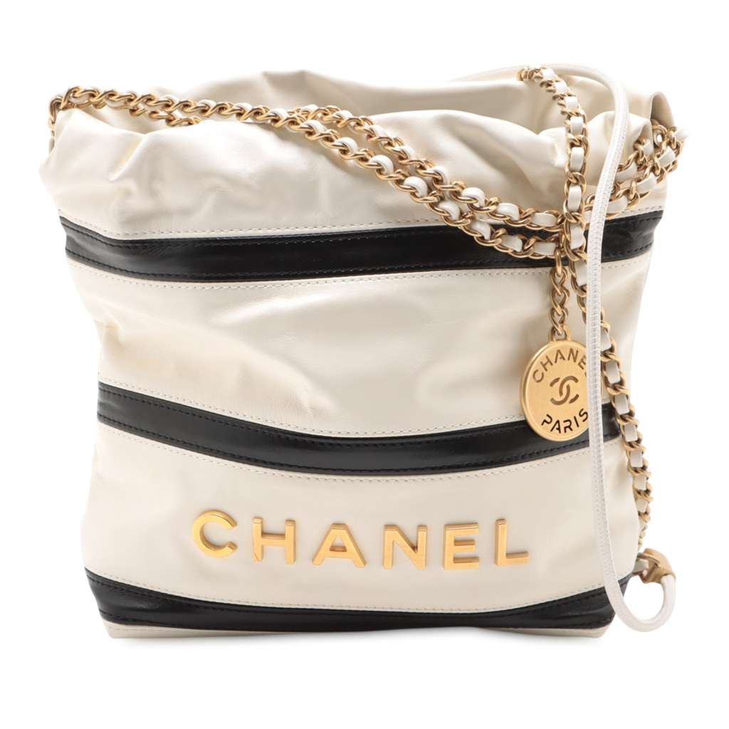 Chanel Mini Shiny Calfskin Striped 22 Handbag