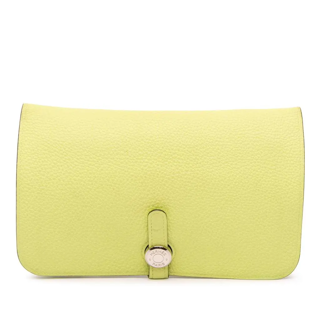 Hermès Togo Dogon Duo Wallet GM Yellow Leather Good - Front View
