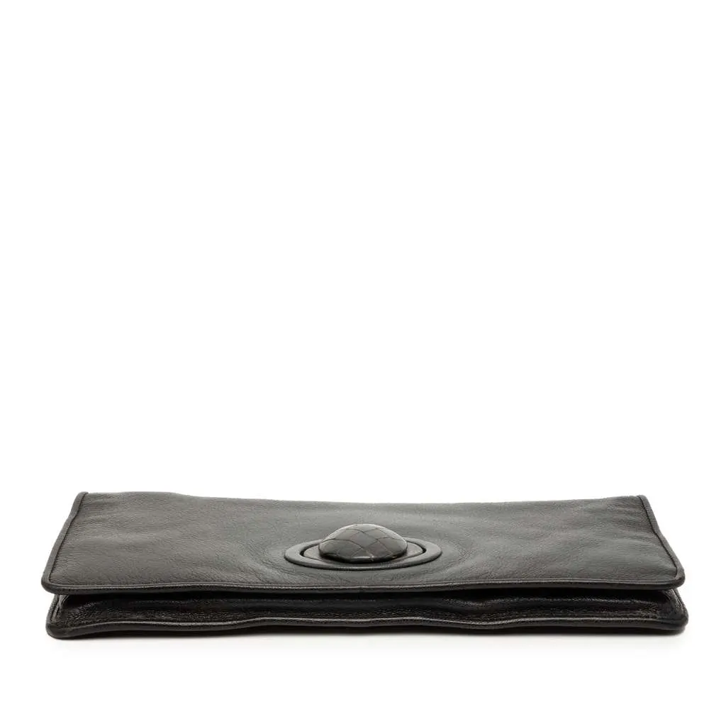 Bottega Veneta Leather Turn Lock Clutch Black Leather Very good - Inside View