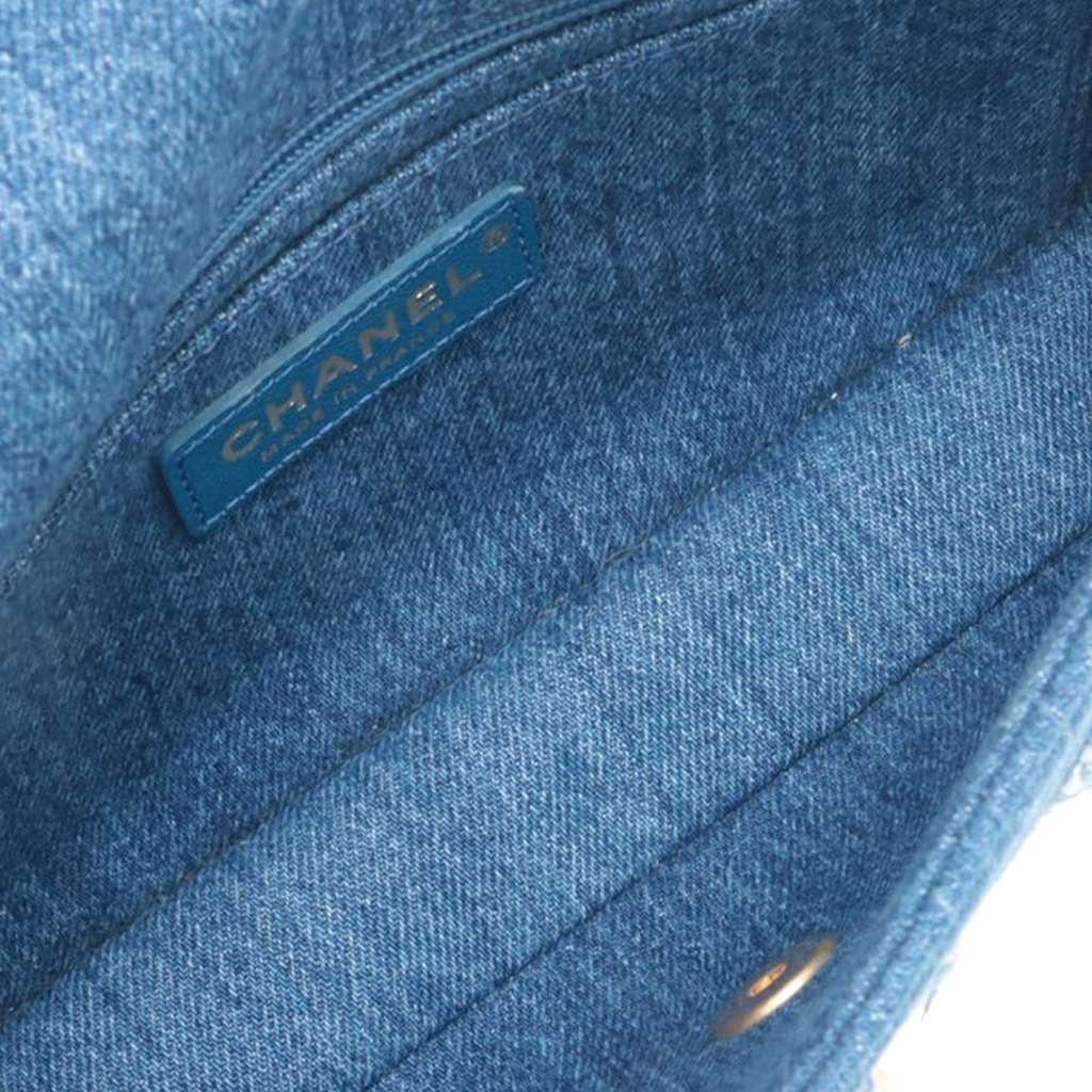 Chanel Medium Shearling Denim Egypt Hieroglyph Single Flap - 3