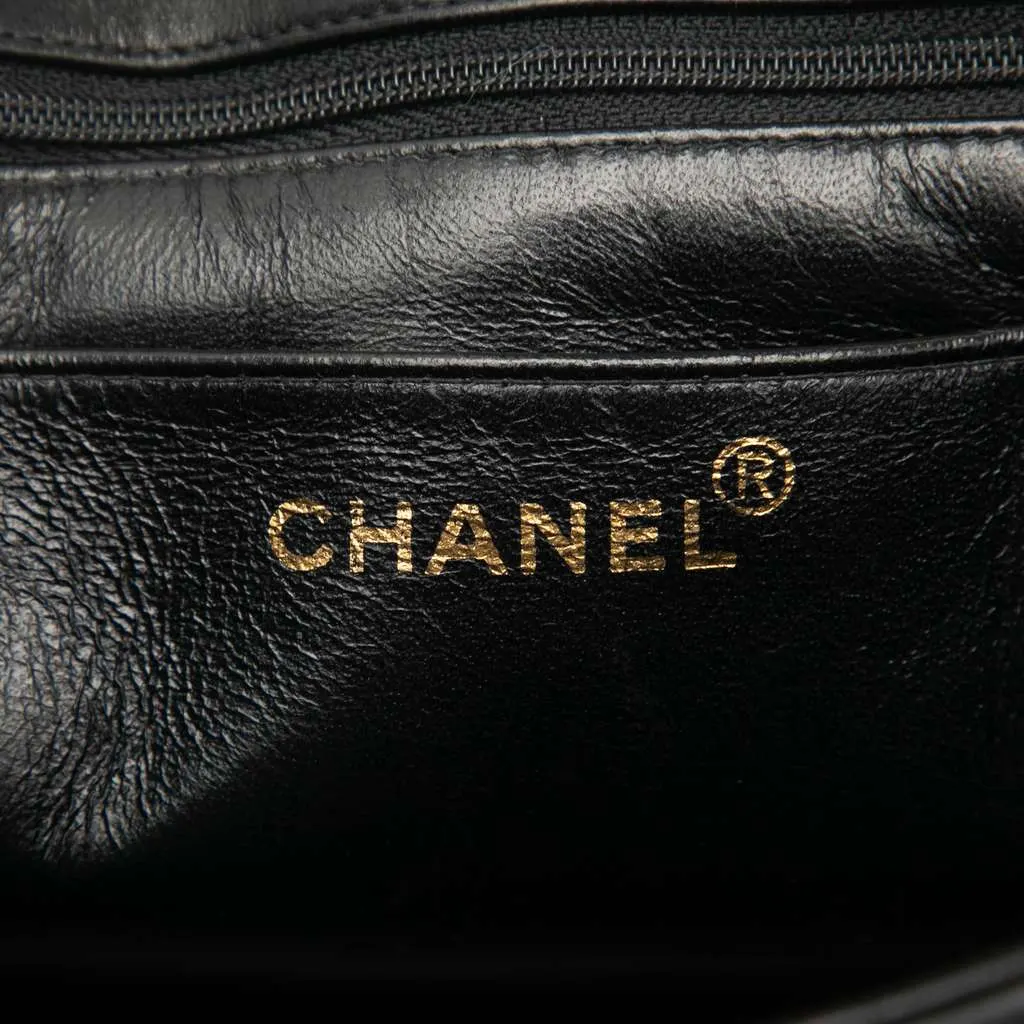 Chanel Small Square Lambskin Straight Single Flap Black Leather Very good - Box View
