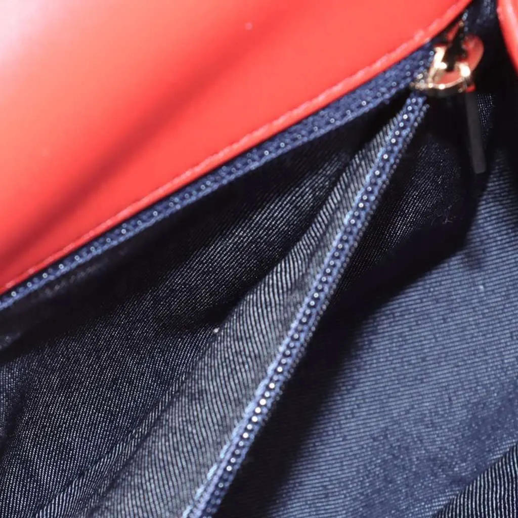 Chanel Lambskin CC Mania Flap Red Leather Good - Model View