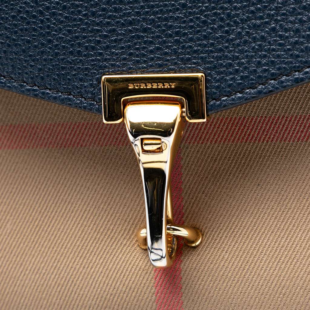 Burberry Small Leather and House Check Canvas Derby Macken Crossbody - 5