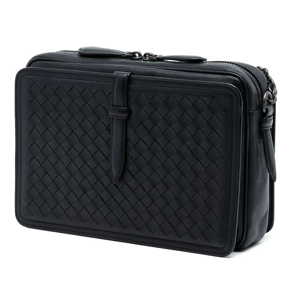 Bottega Veneta Nappa Intrecciato Belt Flap Camera Bag Black Leather Very good - Back View