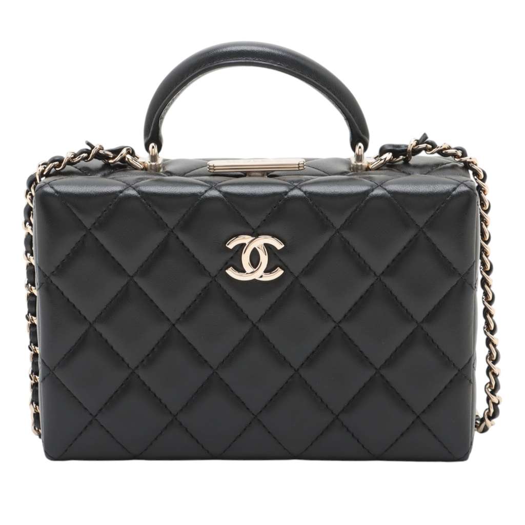 Chanel CC Quilted Lambskin Top Handle Box Bag