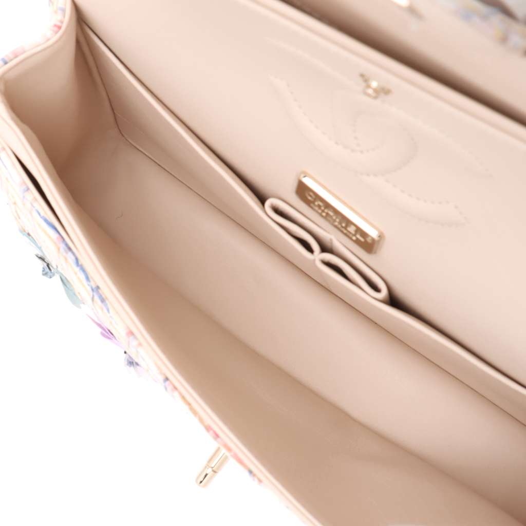 Chanel CC Quilted Cotton and Lambskin Flower Applique Double Flap - 3