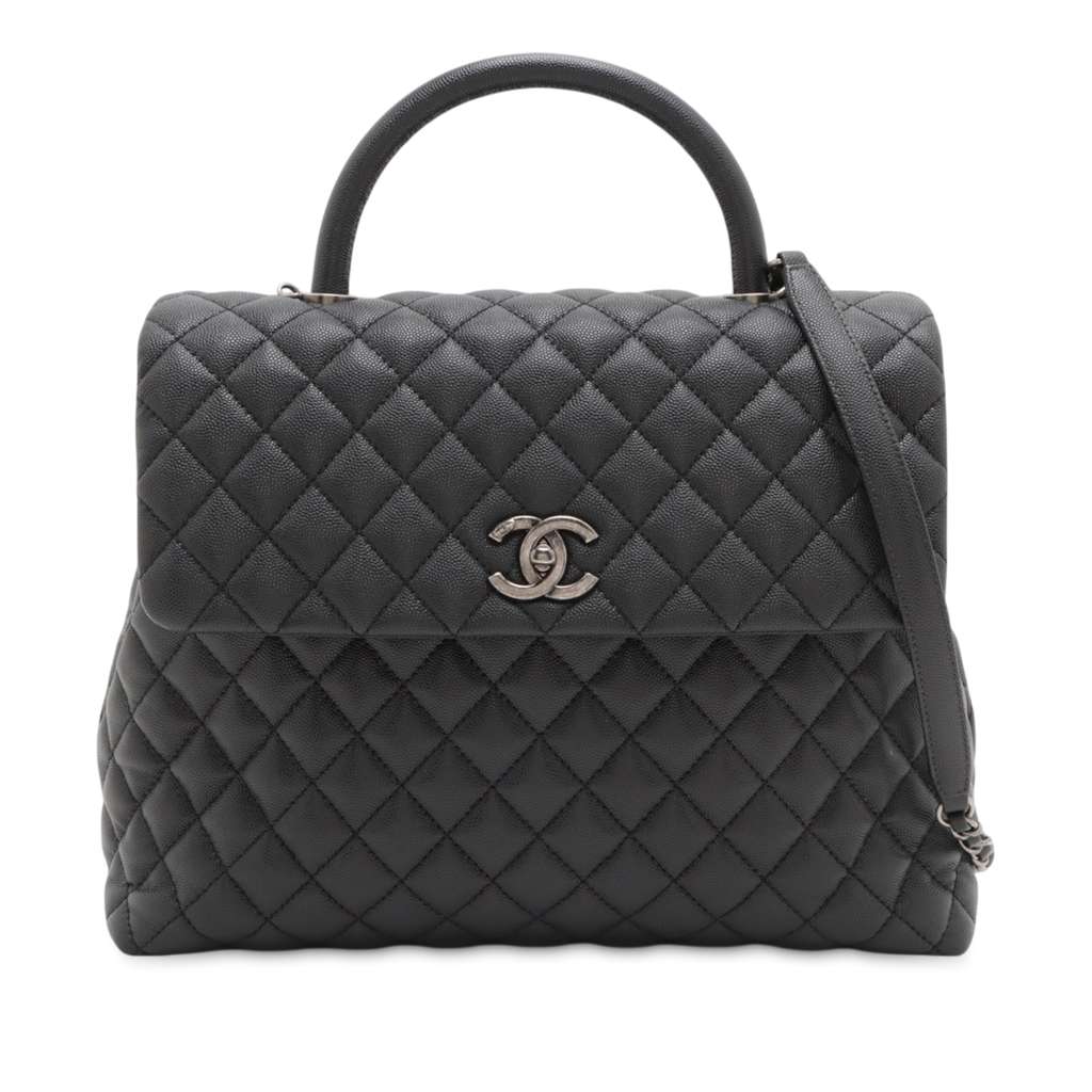 Chanel Large Quilted Caviar Coco Top Handle Bag