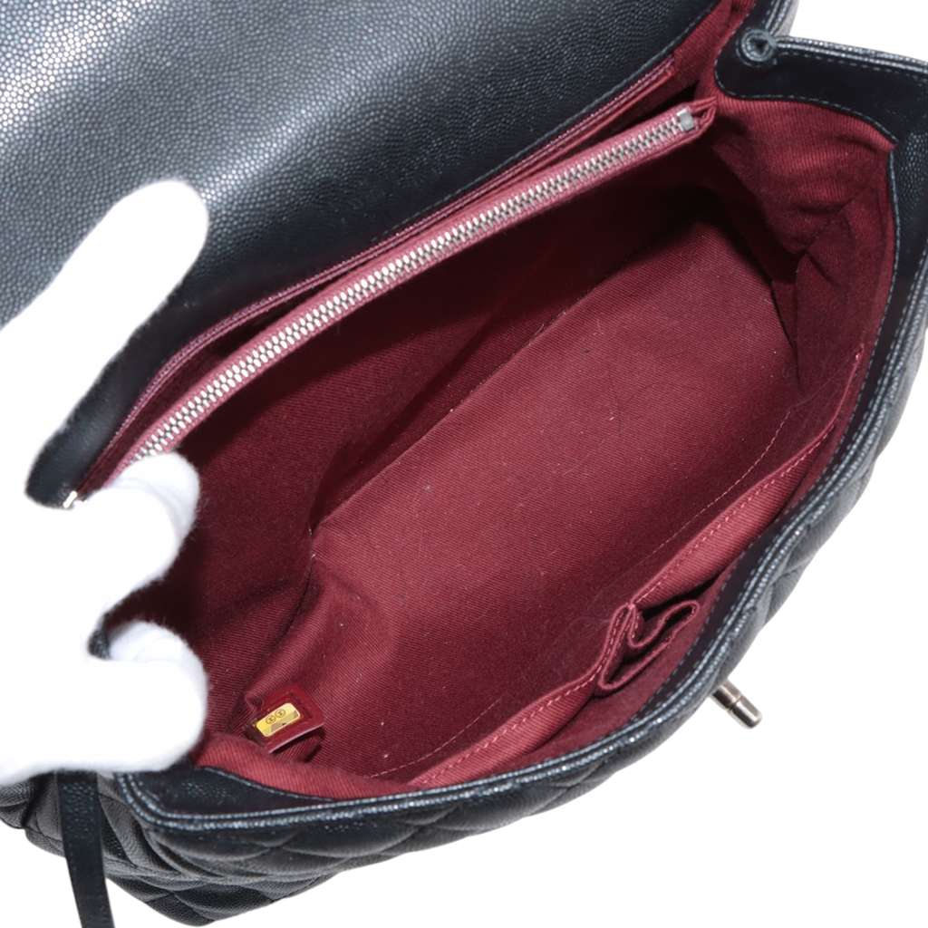 Chanel Large Quilted Caviar Coco Top Handle Bag - 3