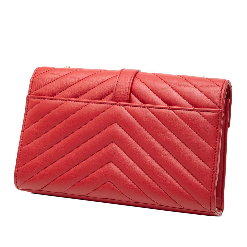 Saint Laurent Small Chevron Calfskin Monogram Envelope Bag - 2