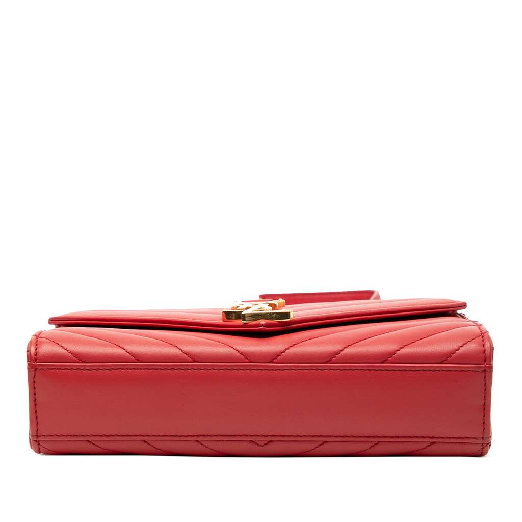 Saint Laurent Small Chevron Calfskin Monogram Envelope Bag - 3