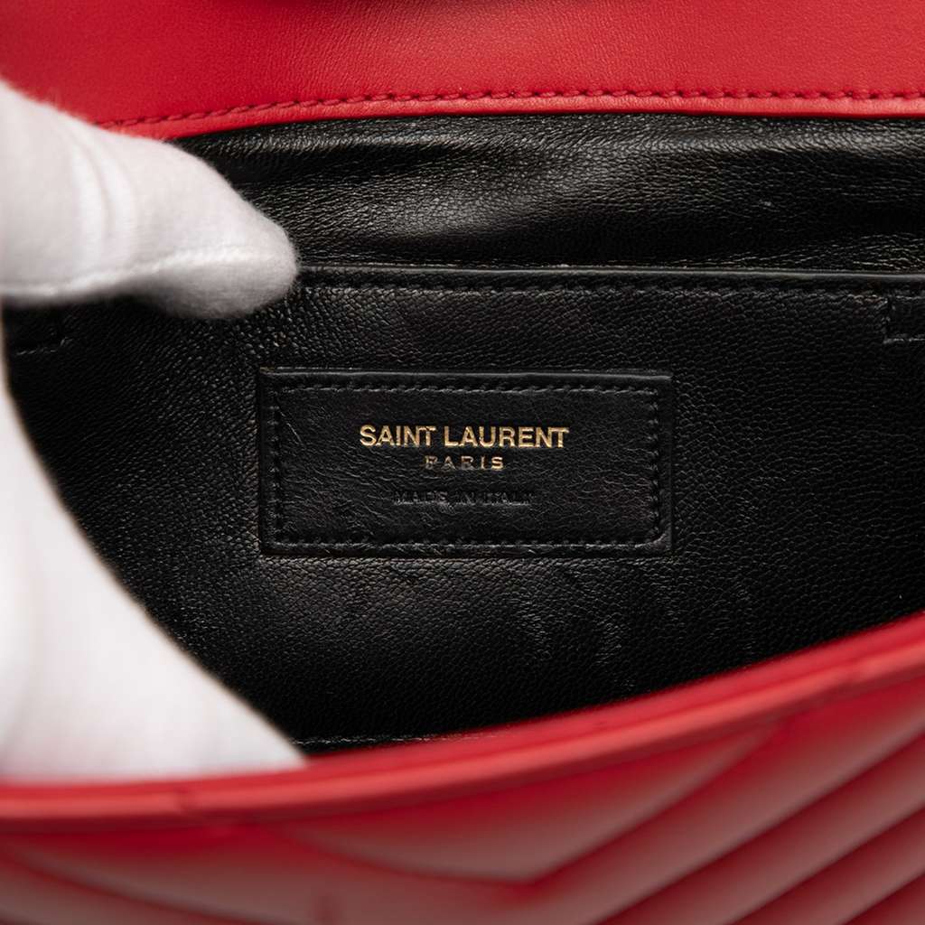 Saint Laurent Small Chevron Calfskin Monogram Envelope Bag - 5