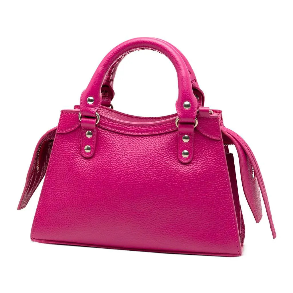 Balenciaga Mini Grained Calfskin Motocross Neo Classic City Satchel Pink Leather Very good - Back View