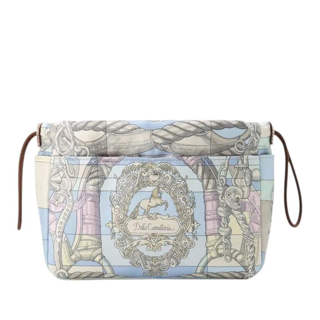Hermès Silk Della Cavalleria Print Fourbi Pouch 20 Blue Silk Good - Front View
