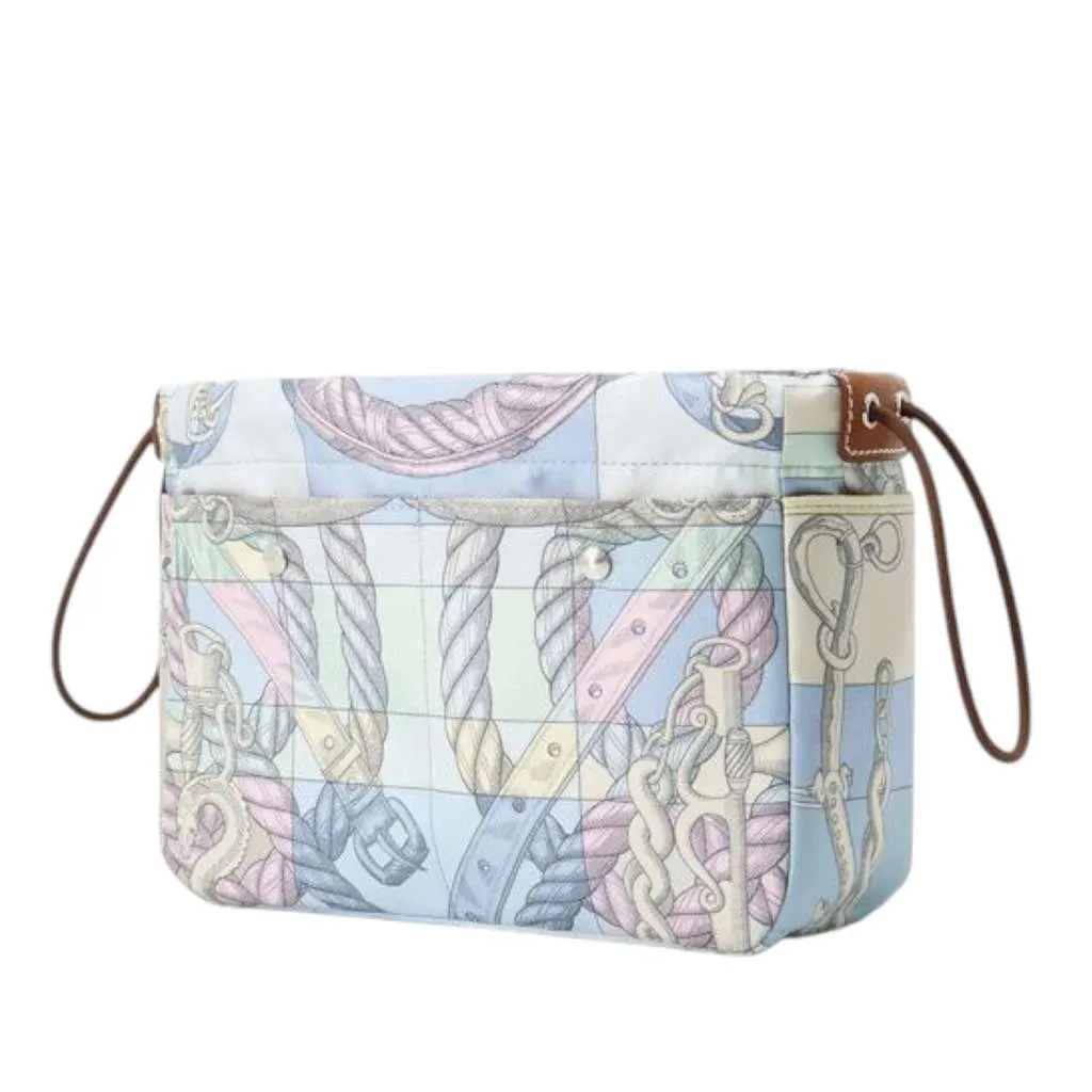 Hermès Silk Della Cavalleria Print Fourbi Pouch 20 Blue Silk Good - Back View