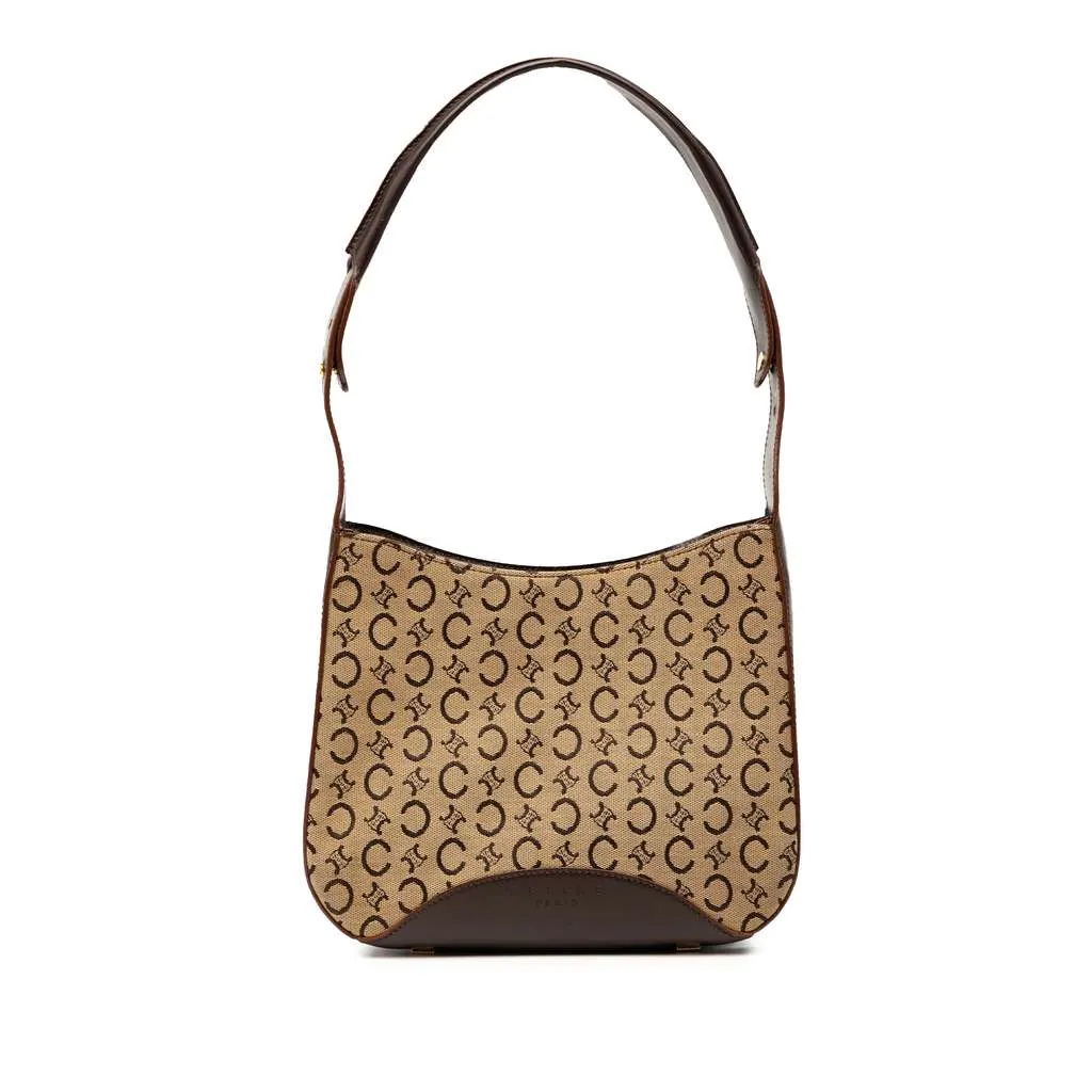 Celine C Macadam Canvas Shoulder Bag Brown Canvas Good - Front View