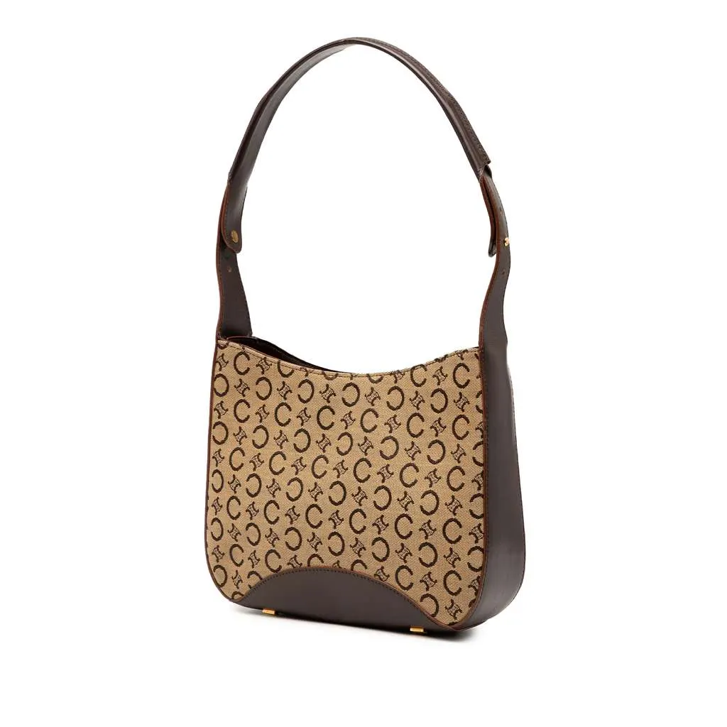 Celine C Macadam Canvas Shoulder Bag Brown Canvas Good - Back View