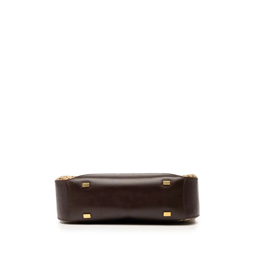 Celine C Macadam Canvas Shoulder Bag Brown Canvas Good - Inside View